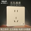 Delixi Socket de Interruptor Ultradelgado Panel de Enchufe Grande Plano Enchufe Dorado Marco de Acero Dorado Shisha Panel Simple 86