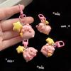 Chaveiro de porco rosa tridimensional com fivela de estrela para meninas, bolsa escolar para melhores amigas, pingente de desenho animado