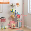 Cesta de Armazenamento para Tapete de Yoga com Rodas, Rack de Armazenamento para Equipamentos Esportivos e de Fitness, Rack de Armazenamento para Halteres, Raquete de Badminton, Rack de Armazenamento para Bola de Basquete