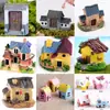 Accesorios para Macetas de Suculentas Casa Pequeña Estilo Chino Villa Cabaña de Paja Musgo Paisaje Micro Decoraciones de Adorno para Botella