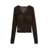 Camada Base Flocada Slim Fit para Mulheres, Novo Estilo Outono e Inverno, Sexy Cor Sólida Gola V Manga Longa Renda