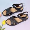 2025 Nuevo Verano Ropa Exterior Casual Zapatos de Mamá Tacón de Cuña Suela Gruesa Antideslizante Sandalias de Suela Suave Zapatos de Playa con Velcro
