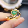 Amazon Transfronterizo Especializado en Anillo de Esmeralda Natural 4*6 Joyería S925 Accesorios para Niñas Fábrica al por Mayor