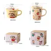 Taza medidora de cerámica oficial de la colaboración de Crayon Shin-chan, para uso doméstico, ideal para leche, desayuno y repostería creativa, con marcas para una fácil medición