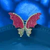 Broche de Mariposa Exquisito de Moda Estilo Europeo Incrustado con Pedrería Broche de Insecto de Lujo Ligero Pin de Solapa Accesorio Versátil para Trajes