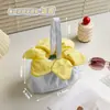 Bolsa de Mão Portátil com Cordão de Flor Criativa Fresca Grande Capacidade Nova de Alto Valor Versátil para Trabalho e Viagem Bolsa de Armazenamento