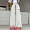 Pantalones deportivos casuales de cuadros estilo coreano para mujer, nuevo diseño otoño 2026, pantalones casuales holgados de pierna ancha recta