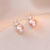Pendientes de mujer vintage de plata con aguja y perla de agua dulce natural, estilo geométrico, pendientes originales de moda para uso diario, japoneses y coreanos.