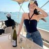 Novo Estilo Top Tomara-que-caia Peça Única Tubo Maiô Sexy para Mulheres em Ilha de Férias Seios Pequenos Costas Nuas Lindo Maiô para Fontes Termais