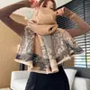 Bufanda Retro de Nuevo Estilo Flor de Ciruelo para Mujer, Imitación Cachemir, Doble Cara Engrosada para Estudiantes, Chal de Moda, Ropa Exterior Cálida y Versátil