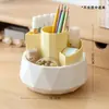 Porta-Canetas Giratório Padrão Diamante Caixa de Armazenamento Porta-Canetas de Mesa para Estudante/Escritório Caixa de Canetas Grande Capacidade Multifuncional para Crianças