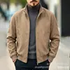 Chaqueta de Ante para Hombre Otoño/Invierno con Cuello Alto, Cremallera, Puños Elásticos, Abrigo Casual con Cremallera y Bolsillos Oblicuos, Top Vintage