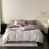 Juego de Cama de Lujo de Alta Gama Clase A de Algodón de Fibra Larga Satinado de Cuatro Piezas Sábana de Algodón Puro Funda de Edredón Juego de Ropa de Cama
