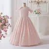 Vestido de gasa para actuación de piano de comercio exterior, vestido largo estilo francés, vestido formal para niños, vestido de princesa sin tirantes ni hombros descubiertos, vestido para niña