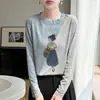 Top de Temporada Cruzada Principios de Otoño Diario de Aventura 2026 Nuevo Estilo de Otoño Ambiente Perezoso Chica Celestial Cuello Redondo Sencillo Manga Larga Camiseta