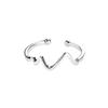 Anillo de Plata de Ley S925 Electrocardiograma para Mujer, Estilo Nicho de Lujo Ligero, Diseño de Ola Simple y Único, Anillo Abierto Ajustable, Venta al por Mayor