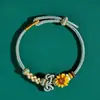 Pulseira do Festival do Barco-Dragão com Flor de Pessegueiro e Nó Wenchang, Pulseira de Girassol Feita à Mão, Presente para Exames de Admissão ao Ensino Médio e Faculdade