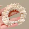 Elástico de Cabelo Pequeno Intestino Plissado em Cetim de Seda Francês para Mulheres, Corda de Cabelo Faixa de Cabeça com Sensação de Luxo para Prender o Cabelo, Elástico para Rabo de Cavalo Alto