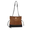 Bolsa de Ombro Patchwork Bordada Acolchoada de Camurça Grande Capacidade Tendência 2025 Outono/Inverno Moda Bolsa Transversal com Corrente para Mulheres