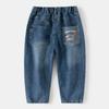 Jeans para Meninos Primavera e Outono 2025 Calças Novas para Crianças Jeans Infantil para Meninos Desenho Animado Cor Pura para Uso Externo