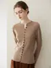 Cardigã de cashmere feminino 100% puro cashmere de cabra gola redonda manga longa suéter de tricô outono e inverno novo suéter casaco simples versátil