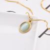 Colar Oval Opel Moda Luxo Leve Europeu e Americano Simples Elegante Colar Feminino de Aço Titânio de Alta Qualidade Sem Cor