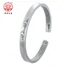Pulsera de Plata Pura 9999 Plata de Ley Método Antiguo Abierto Nube Auspiciosa Sutra del Corazón Pulsera para Mujer Estilo Étnico Joyería de Plata Pulsera de Plata al por Mayor