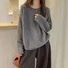 Suéter de punto 100% lana pura, nuevo estilo otoño e invierno para mujer, con cuello de encaje y mangas raglán, moderno y versátil