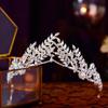 Tiara nupcial Coroa de casamento Liga banhada a prata Luxo strass zircão coroa acessórios para o cabelo Mori Acessórios para o vestido de noiva