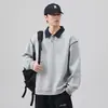 Moletom masculino de gola redonda, solto e confortável, versátil, casual, moderno, estiloso, estilo de rua americano, estilo de Hong Kong, blusa de manga longa