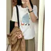 Camiseta Blanca de Algodón Puro Cómoda para Mujer, Manga Corta, Hombro Caído, Reductora de Edad, Verano 2026, Casual, Holgada, Prenda para Vestir por Capas