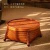 Caixa de Armazenamento Multifuncional para Conjunto de Chá de Bambu à Prova de Poeira ao Ar Livre Caixa de Alimentos Laqueada Mesa de Chá Vintage Cesta de Armazenamento para Xícaras de Chá com Tampa