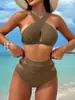 24 Nuevas Estaciones Independientes Transfronterizas Europeas y Americanas Popular Ruso Nylon Doble Cara Bikini Cruzado Traje de Baño Multicolor Listo para Enviar