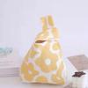 Bolsa de Tricô Feminina Bolsa de Mão Grande Capacidade Portátil para Almoço Bolsa Balde de Lã Bolsa Tote Diária Bolsa Quadrada Pequena Transversal