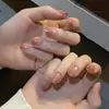 Manicura Corta Degradada Blanqueadora Color Pasta de Frijol Avanzado Manicura Portátil Versátil Color Simple de Moda Manicura Caliente Hecha a Mano