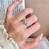 Brincos de Borla de Abelha Aquamarina Retro de Luxo Leve, Anel, Colar, Conjunto de Joias Exquisito Elegante de Nicho