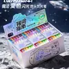 Caneta Marcadora Glitter que Muda de Cor Cartoon 6+6 em Cores Macaron, Caneta Mágica de Duas Pontas e Duas Cores que Muda de Cor para Destacar Palavras-Chave