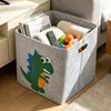 Cesta de almacenamiento de fieltro bordada tridimensional de dibujos animados para juguetes de niños, caja organizadora plegable engrosada, directo de fábrica