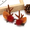 Pinzas para el pelo de asta de reno navideñas transfronterizas, accesorios para el pelo, pasadores decorativos de asta de reno simulada con temática de bosque navideño