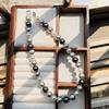 Collar de Perlas Hecho a Mano con Bloques de Color para Mujer de Blogueros Europeos y Americanos, Gargantilla de Perlas de Nicho para Otoño e Invierno con Cierre de Lingote de Plata de Ley de Alta Gama