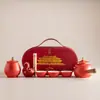 Juego de Té Portátil para Viaje con una Tetera y Tres Tazas Cerámicas de Preparación Rápida, Caja de Regalo de Juego de Té Kung Fu, Regalo Souvenir