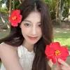Estilo Bosque Pequeño Fresco Colorido Malla de Tela Flor Pinza para el Cabello Moda Femenina Dulce Nicho Flequillo Clip Lateral Accesorios para el Cabello para Mujeres