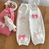 Pantalones de Chándal con Forro de Polar y Lazo para Niña Estilo Otoño e Invierno Pantalones Casuales Engrosados para Bebé Ropa de Invierno Pantalones Estilo Coreano para Niña Pequeña