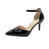 Novos Sapatos de Salto Alto Pretos Outono 2025 para Mulheres, Sapatos Salto Agulha Bico Fino com Solado Vermelho, Tiras Vazadas de Uma Tira, Sapatos Baixos Elegantes para Mulheres