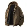 Inverno 2026 Novo Estilo Americano Jaqueta de Couro Falsa Duas Peças Estilo Piloto com Capuz Solta de Couro PU Roupa Exterior Cool Espessada