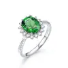 Anillo de Piedras Preciosas de Colores Turmalina Verde Simulada Esmeralda Estilo Princesa Diana Set de Tres Piezas Pendiente Joyería para Mujer