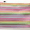 Bolsa de Documentos Colorida em Tela A4 com Zíper de Nylon Bolsa de Papelaria Bolsa de Armazenamento com Listras Coloridas Bolsa de Tela