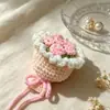 Mini Bolso Tejido a Mano de Ganchillo Hilo para Ramo Colgante DIY Llavero Cubierta de Muñeca Accesorios Decorativos