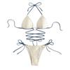 Bikini Sexy de Amor Europeo y Americano 2024 con Correa de Cordón Ajustable y Copa Dura para Mujer, Traje de Baño para Vacaciones en la Playa, Spa