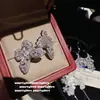 Juego de Anillo de Mariposa Superpuesta de Cardamomo con Gema y Pendientes de Mariposa Pétalo Gota de Agua Flor Exquisita